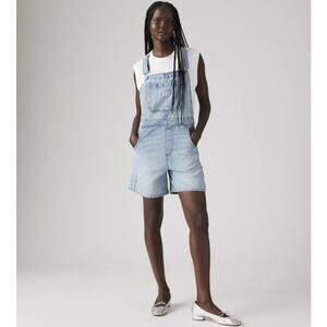 Levi Strauss Women’s Utility Lightweight Denim Short Overalls Size L Blue